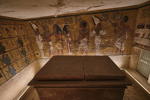 Luxor, Egypt - December 26 2023: The royal tomb of king Tutankhamun in the valley of King