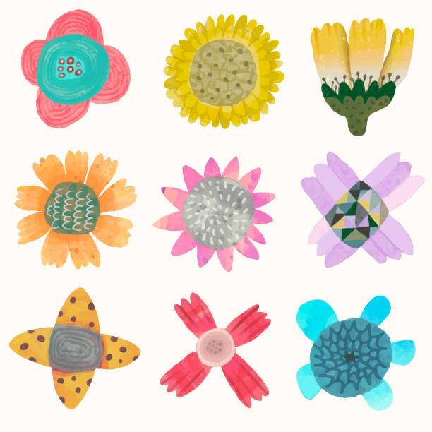 istock Watercolor flowers and leaf, vector illustration collection. cute nature. isolated on white background, hand drawn, floral 1899984775