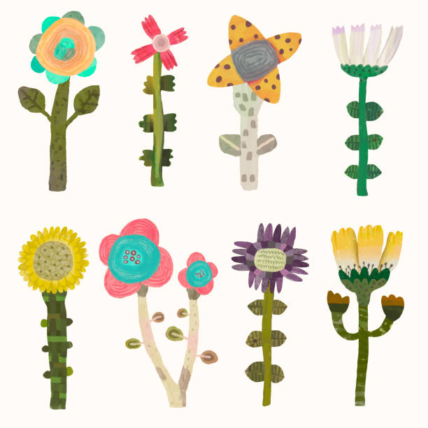 istock Watercolor flowers and leaf, vector illustration collection. cute nature. isolated on white background, hand drawn, floral 1899984784
