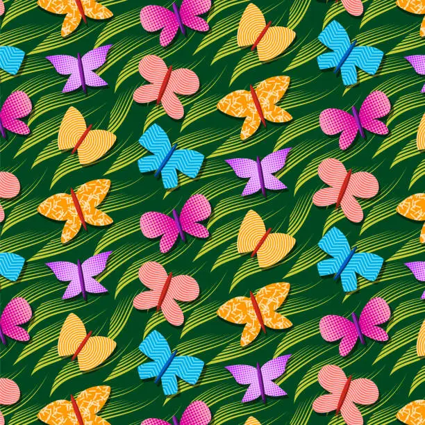 Vector illustration of Seamless repetitive pattern with butterflies, vector illustration