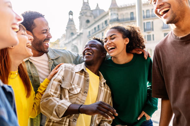 istock Young group of happy people having fun outdoors 1899997111