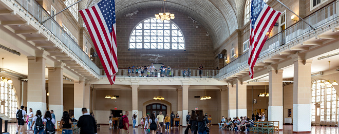 The interior of the lobby of the Ellis Island Immigration Museum, which used to be the U.S. Customs House.