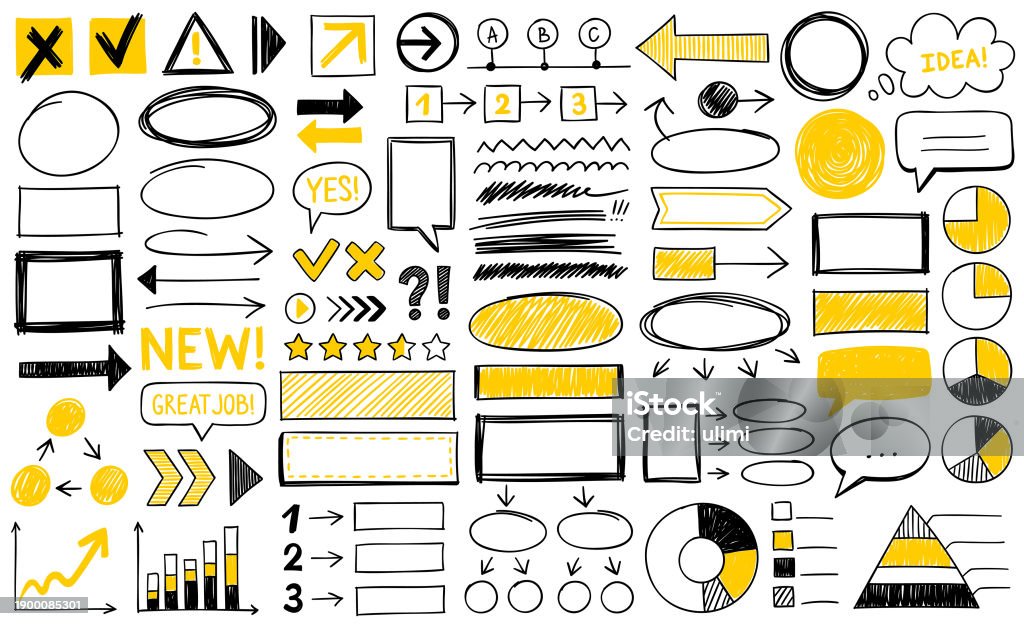 Point Drawing Design Elements Hand Drawn Design Elements Stock Illustration - Download Image Now ...