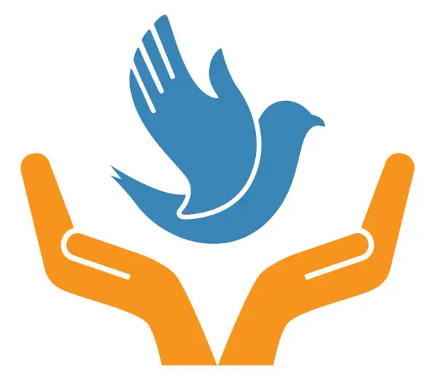 Vector illustration of hands care bird icon