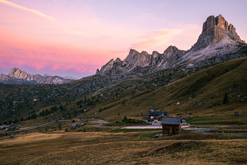Passo Giau Mountains at sunrise, The Dolomites, Italy