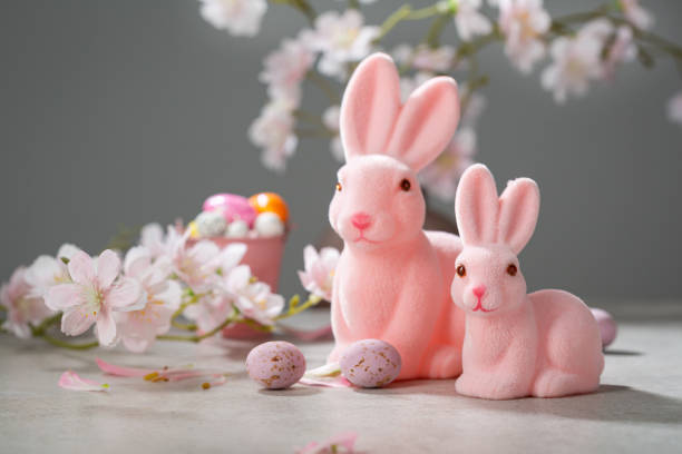 istock pink Ester bunny decor flowers holiday concept 1900214257