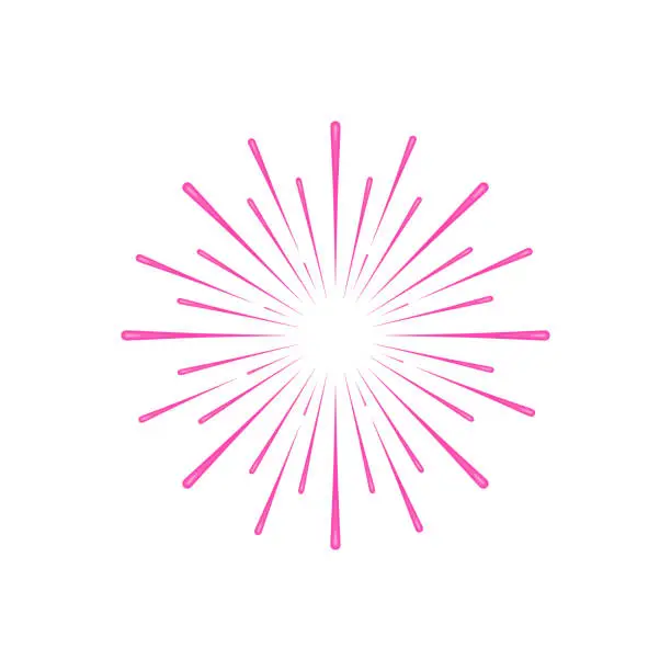 Vector illustration of Pink fireworks on a white background. Vector Graphics