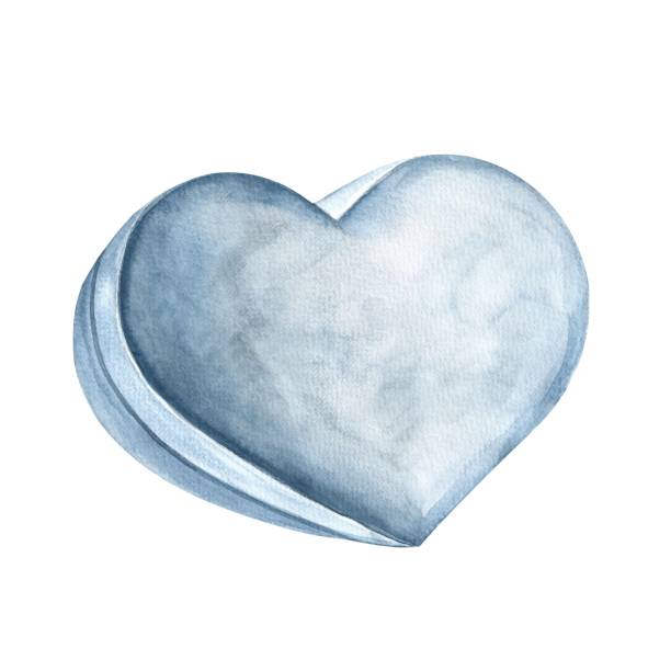 ilustrações de stock, clip art, desenhos animados e ícones de a gift box in the shape of a white heart. hand-drawn watercolor illustration. for valentine's day, wedding, birthday. for packaging, flyer, poster and banner, postcard, printing. - gift box packaging drawing illustration and painting