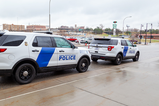 A Federal Protective Service Police car in Kansas City, Missouri, USA, March 24, 2022.