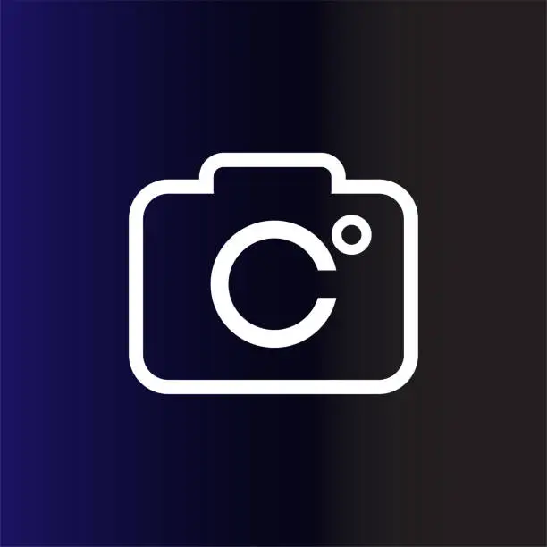 Vector illustration of Simple Minimalist Celsius Degree with Camera for Photography Symbol Design Vector