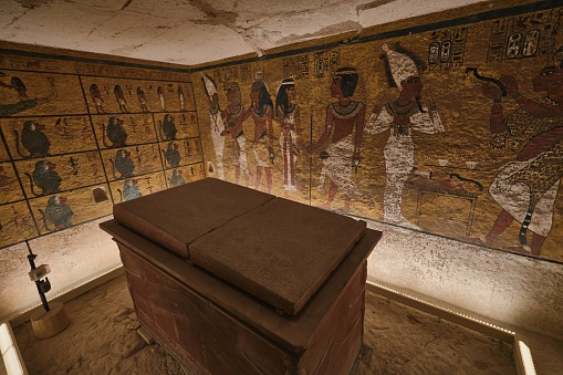 Luxor, Egypt - December 26 2023: The royal tomb of king Tutankhamun in the valley of King