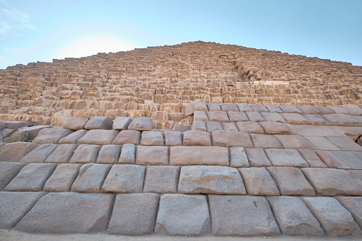 Giza, Egypt - December 24 2023: The Pyramid of Menkaure, the smallest of the three pyramids of Giza Plateau, Cairo