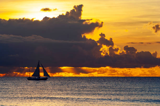 A stunning shot of the sunset shot from a Barbadian beach