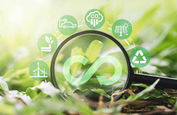 istock infinity symbol on magnifier glass with environment ecology include reuse reduce recycle carbon reduction and alternative consumption energy for focus in circular economy and sustainable concept. 1900728807