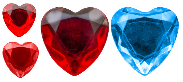 heart shape crystal valentines day symbol sticker set isolated on white background