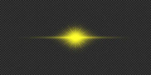 Vector illustration of Yellow horizontal light effect of lens flares