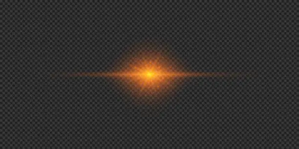 Vector illustration of Orange horizontal light effect of lens flares