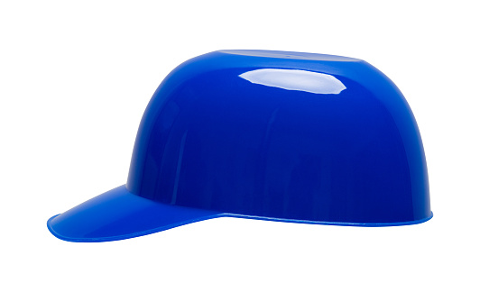 Blue Baseball Helmet Side View Cut Out on White.