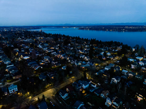 istock Waterfront Neighborhood At Dusk in Seattle Washington 1900865547