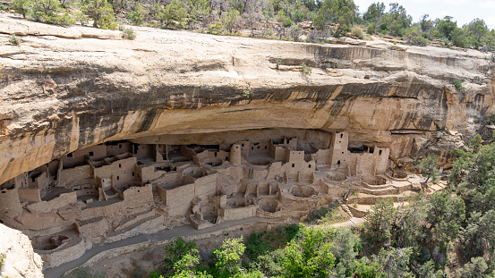 Cliff Palace at Mesa Verde National Park in Colorado, USA, May 22, 2023.  Mesa Verde National Park is known for its well-preserved Ancestral Puebloan cliff dwellings.