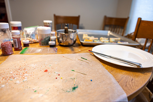 Kitchen Table after making Christmas cookies
