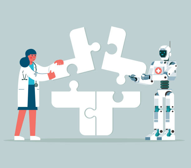 illustrazioni stock, clip art, cartoni animati e icone di tendenza di puzzle pieces - healthcare and medicine communication doctor puzzle