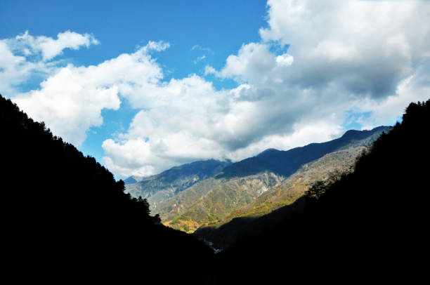 view from the top of the autumn mountain