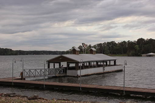 Public Fishing Pier on Lake Tyler in Rural East Tx on Cloudy Day