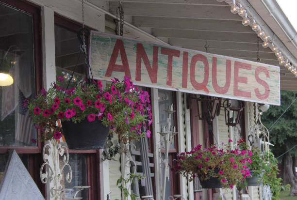 Antiques Sign Located Near Town Square in Georgetown Texas