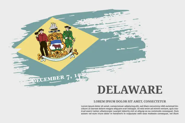 Vector illustration of Delaware US flag grunge brush and poster, vector