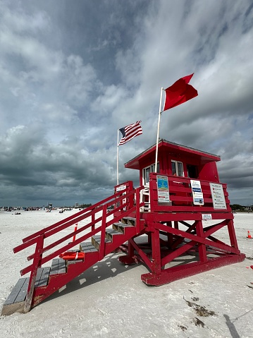 Lifeguard hut on the beach in Sarasota, Florida