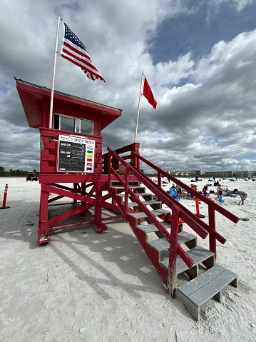 Lifeguard hut on the beach in Sarasota, Florida