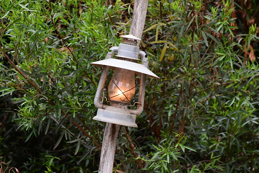 Vintage lamp on a post
