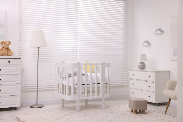 istock Modern baby room interior with stylish crib 1901121528