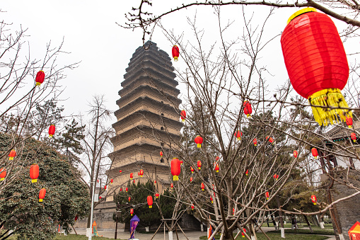 Small Wild Goose Pagoda Temple Complex, one of the important historical buildings in Xi'an, China, and the ruins of Chang'an, the capital of the Han and Tang Dynasties