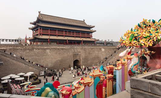 China's 2023 Lunar New Year, the ancient city wall of Xi'an