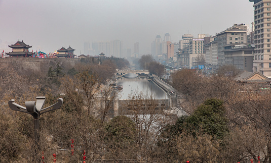 Chinese Lunar New Year 2023, the ancient city wall and moat of Xi'an