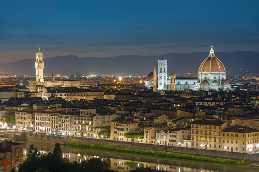 Skyline of Historical city Florence, Tuscany, Italy at dusk