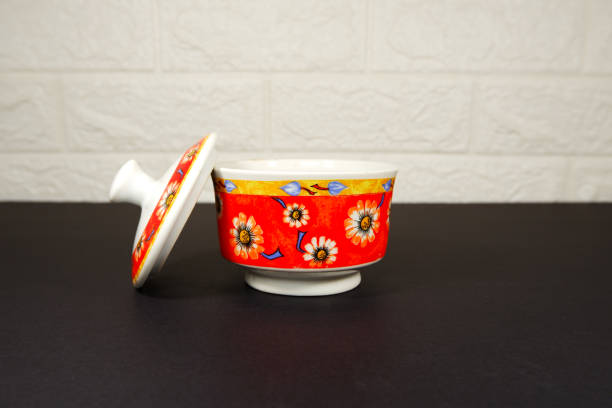 istock Traditional floral design ceramic jar with lid close-up view single object concept 1901218634