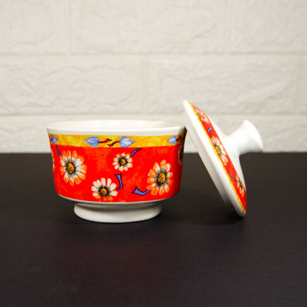 istock Traditional floral design ceramic jar with lid close-up view single object concept 1901219672