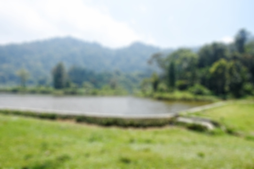 Situ Gunung view in a bright day, defocus nature background