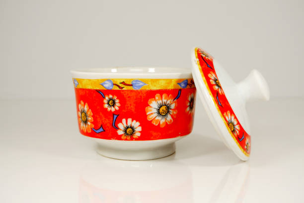 istock Traditional floral pattern ceramic jar isolated on white background close-up view single object 1901229012