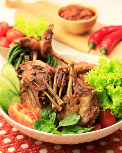 Bebek Goreng. Popular Indonesian Dish of Deep-fried Duck