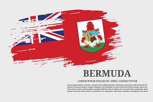 Bermuda flag grunge brush and text poster, vector