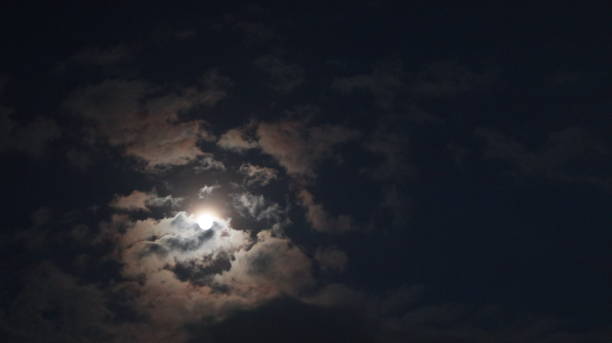 istock Beautiful magic blue night sky with clouds and full moon 1901382779