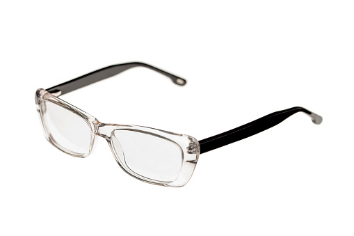 New fashionable glasses. Isolated on a white background. Close-up.