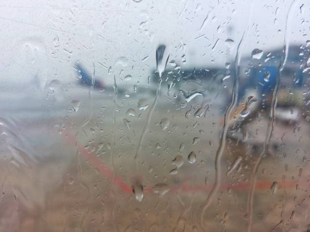 defocus on the window due to rainwater