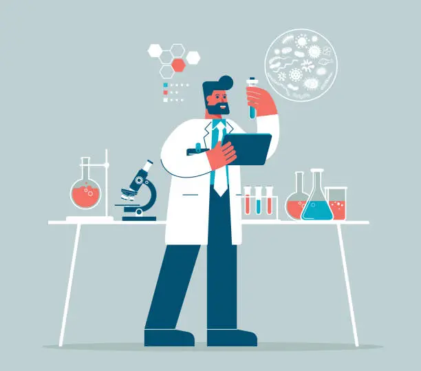 Vector illustration of Laboratory - male doctor