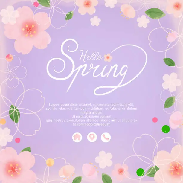 Vector illustration of Light color theme spring cherry blossom greeting cards, posters, photo frames