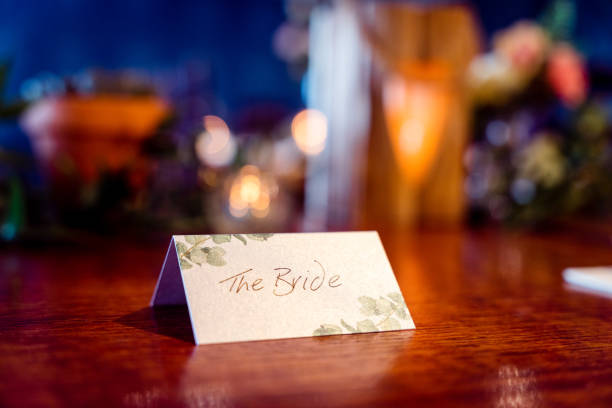 istock Wedding Day bride & groom name card 1901482771